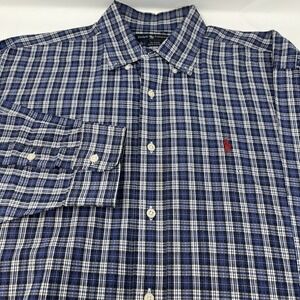 Ralph Lauren Blair Button Down Shirt Men's XL Blue Plaid Long Sleeve Cotton